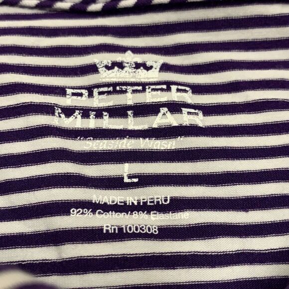 Mens Peter Millar Golf Polo Striped Performance Shirt - Picture 5 of 7